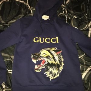 gucci blue wolf sweater